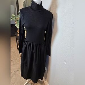 Zara Women’s Vintage Long Sleeve Knit Mock Neck Skater Peplum Style Waist L